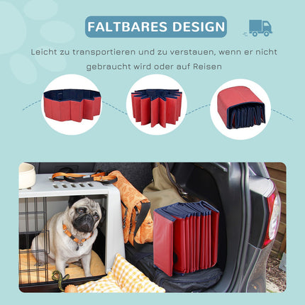 Large PVC paddling pool for dogs, Ø140x30 cm, Red