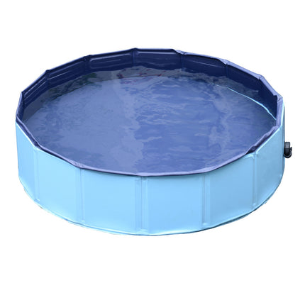 Suņu baseins, izturīgs bērnu baseins suņiem, baseins izgatavots no PVC + koka, zils, Ø80xh20 cm, vasaras prieki