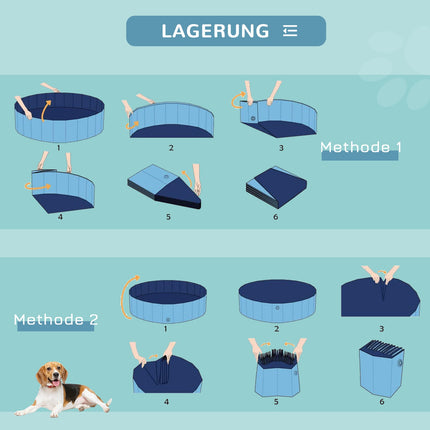 Suņu baseins, izturīgs bērnu baseins suņiem, baseins izgatavots no PVC + koka, zils, Ø80xh20 cm, vasaras prieki