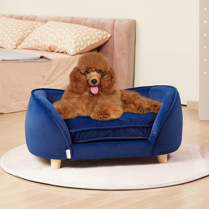Dog Sofa Bed, Velvet Pet Couch for Dogs and Cats, Dark Blue