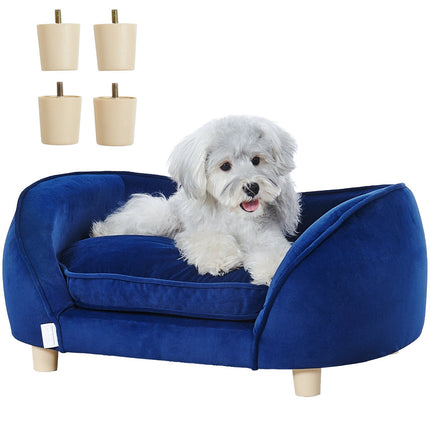 Dog Sofa Bed, Velvet Pet Couch for Dogs and Cats, Dark Blue