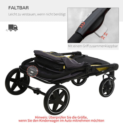 Collapsible pet stroller with cushion and mesh window, gray
