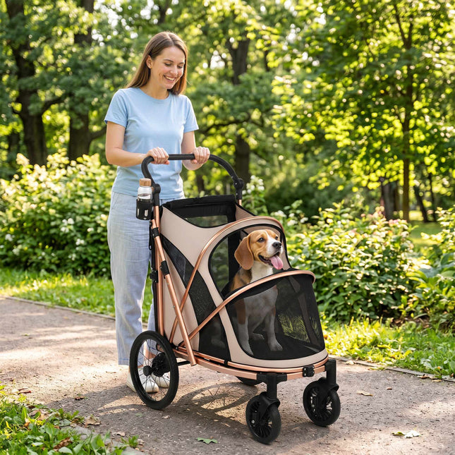 Suņu ratiņi, salokāmi, 360 grādu grozāmi riteņi, līdz 20 kg