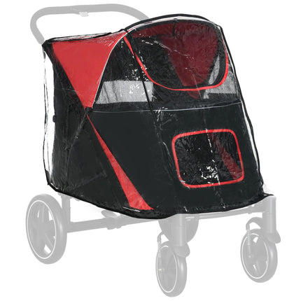 Dog Stroller Rain Cover with Rear Opening, Foldable, Transparent