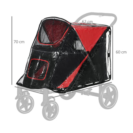 Dog Stroller Rain Cover with Rear Opening, Foldable, Transparent