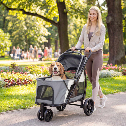 Suņu ratiņi ar visurgājējiem riteņiem, salokāmi, celtspēja 20 kg