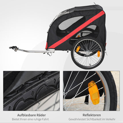 Suņu piekabe ar izturīgu velosipēda piekabi, paredzēta visiem reljefiem, izturīga pret laikapstākļiem, izgatavota no oksfordas auduma, tērauda rāmis