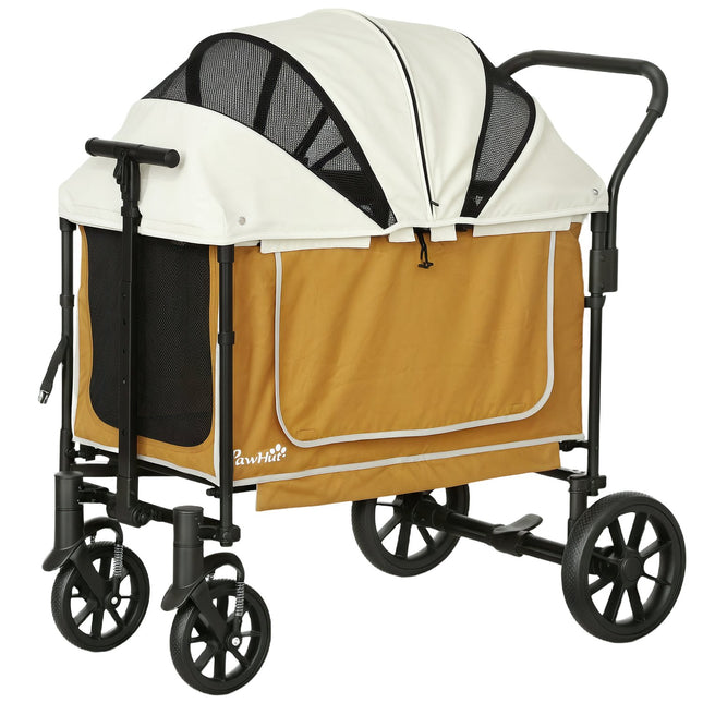 Dog buggy foldable for dogs & cats up to 30 kg 110 x 65 x 102 cm brown