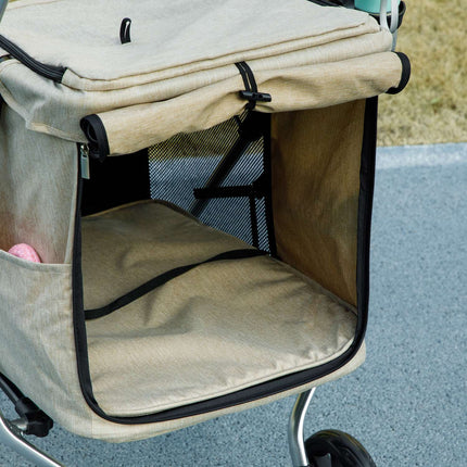 Collapsible aluminum pet cart, up to 10 kg, Khaki