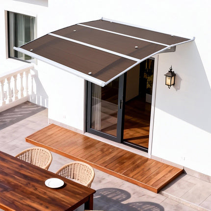 Door Awning Canopy 37 x 47 in, Polycarbonate, Brown