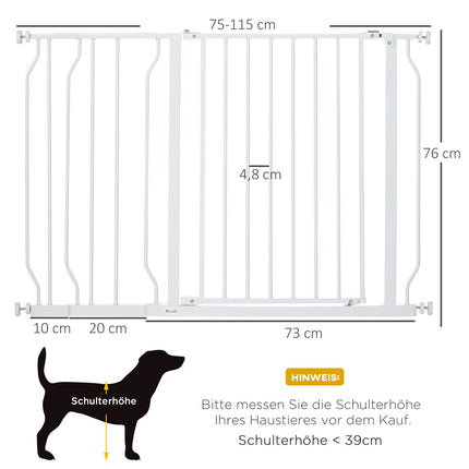 Adjustable dog and baby gate - No-Drill, Black, 75-115 cm