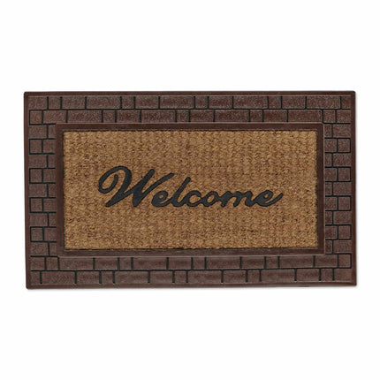 Durvju paklājiņš "Welcome" gumijas un kokosrieksta krāsā