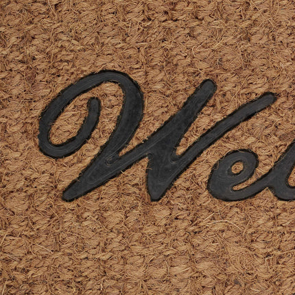 Durvju paklājiņš "Welcome" gumijas un kokosrieksta krāsā
