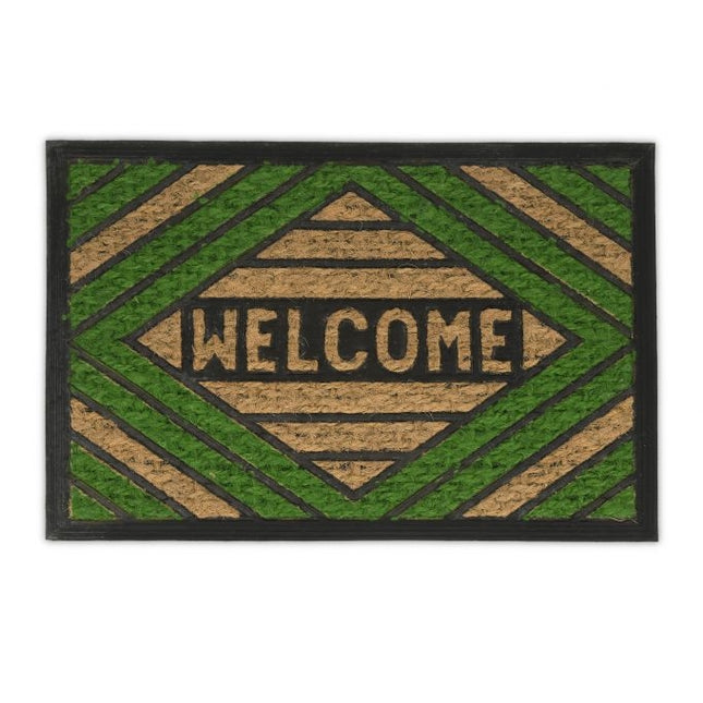 Durvju paklājiņš kokosšķiedras "Welcome" zaļš