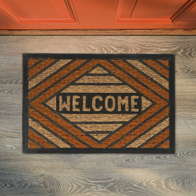 Durvju paklājiņš kokosšķiedras "Welcome" oranžs