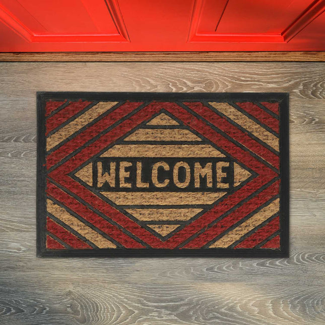 Durvju paklājiņš kokosšķiedras "Welcome" sarkans