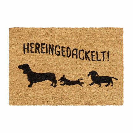 Durvju paklājiņš kokosriekstu krāsā "Hereingedackelt"