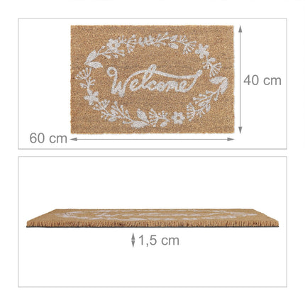 Durvju paklājiņš kokosriekstu krāsā "Laipni lūgti".
