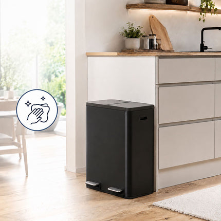 Double Recycling Bin 2 x 30 l with Activated Carbon Filters, Black