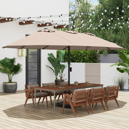Divpusējs brūns terases saulessargs ar pamatni, 180 g poliesters