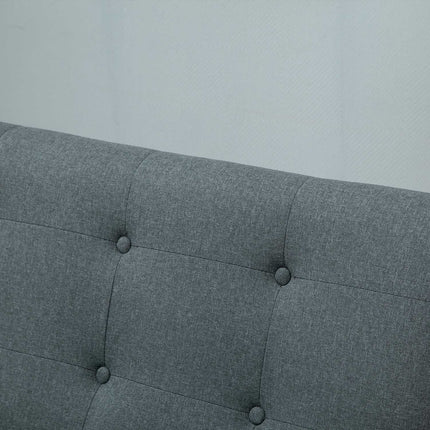 Divvietīgs dīvāns ar polsterējumu, kompakts dizains, divvietīgs, auduma dīvāns, divvietīgs, lins un gumijkoks, pelēks, 115x66,5x73 cm