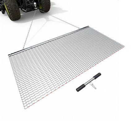 Drag Harrow Rake, 6x3 ft Galvanized Steel, Towing Chain