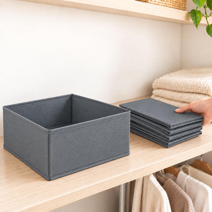 Drawer Organiser Boxes 16-Piece Set in 3 Sizes, Dark Grey, Non-Woven Fabric