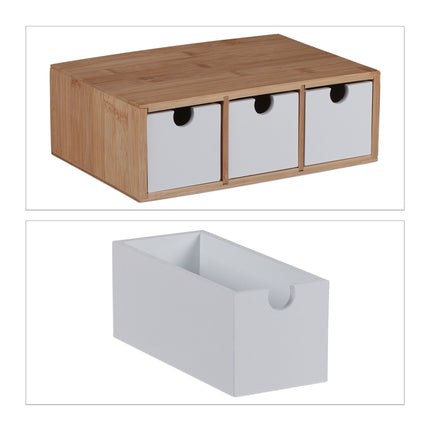 Atvilktņu kaste no bambusa un MDF ar 3 nodalījumiem