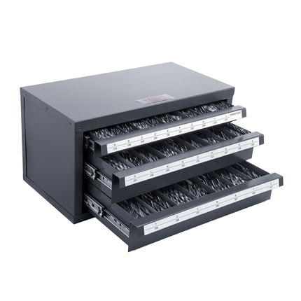 Drill Bit Dispenser Cabinet, 3-Drawer A-Z, 27 Slots