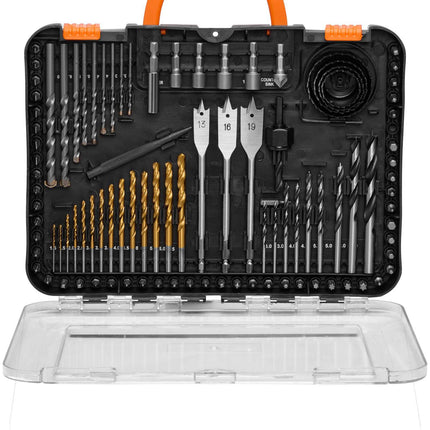 Drill and Driver Bit Set, 100 Pieces, HSS and CR-V Bits, Storage Case