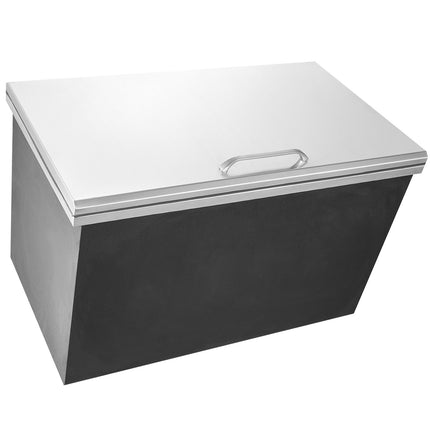 Drop-In Ice Chest, 83 QT, Stainless Steel, Hinged Lid, Drain Plug