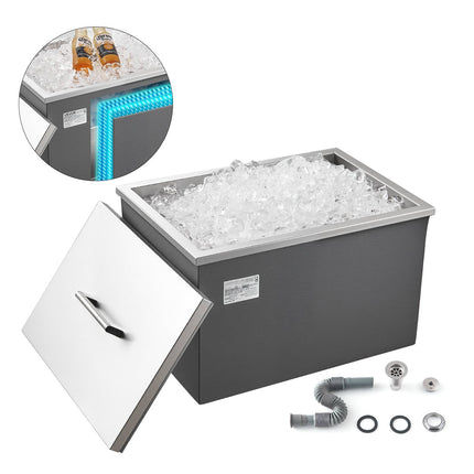 Drop-In Stainless Steel Ice Bin, 30L With Drain Kit