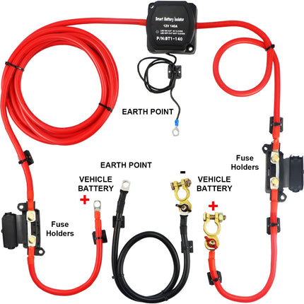 Dual Battery Isolator Kit 12V 140A VSR, 6m Cable