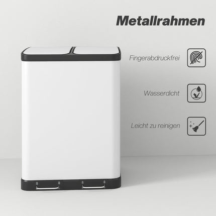 Atkritumu tvertne ar diviem nodalījumiem, 2 x 30 l, ar pedāli, pelēka