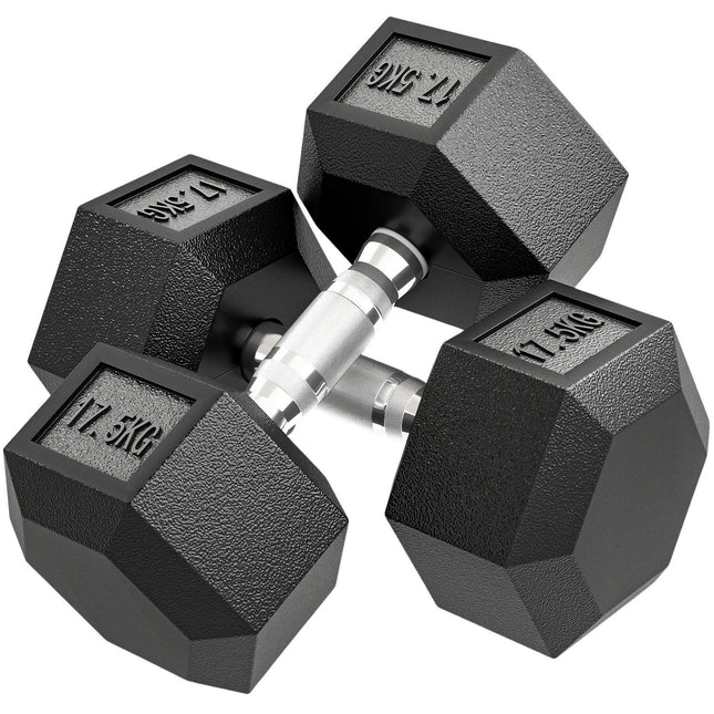 Hantele, 35 kg, neslīdošs rokturis, melna/sudrabaina