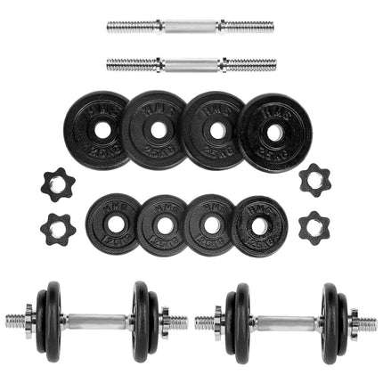 Hanteļu komplekts ar koferi, 20 kg regulējami diski