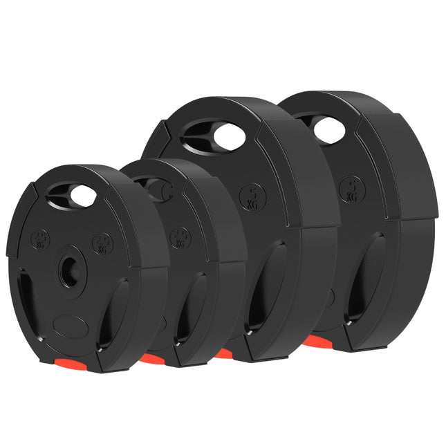 4 hanteļu svaru komplekts, 2 x 2,5 kg/5 kg svari, svaru plākšņu komplekts, svaru plākšņi 2,5 cm hanteļu stienim, Ø 25/30 mm urbums, melni