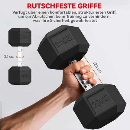 Hanteles, rievots rokturis, čuguns, 2 x 20 kg mājas sporta zālei