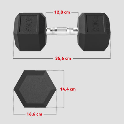 Hanteles, rievots rokturis, čuguns, 2 x 20 kg mājas sporta zālei
