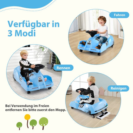 Elektriskais 12 V bērnu kartings ar tālvadības pulti un noņemamu mopu
