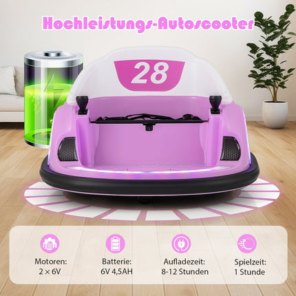 Elektriska bufera automašīna bērniem ar LED gaismām, rozā