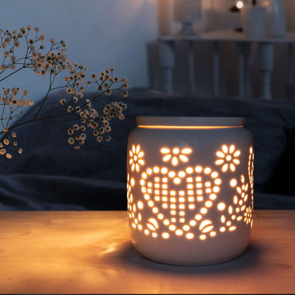 Elektriskā keramikas smaržu lampa - sirds raksts, droša un stilīga