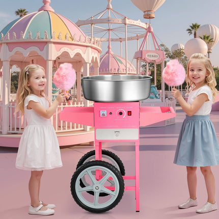 Electric Cotton Candy Machine with Cart, 1000W, Pink