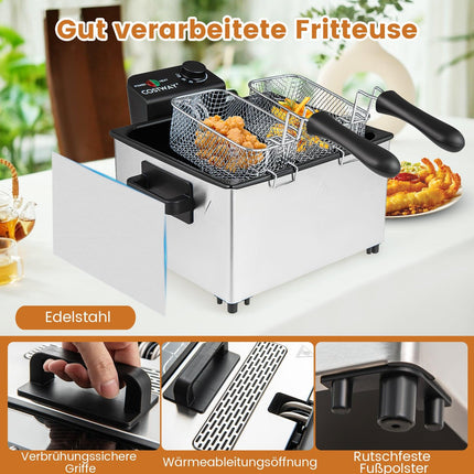 Elektriskā fritieri, 2000 W, 5 l, 3 grozi, regulējama temperatūra
