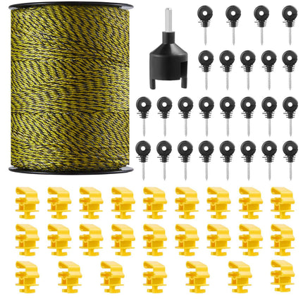 Electric Fence Polywire 1640 Ft, 6-Strand, 50 Insulators