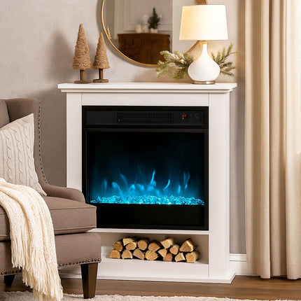 Electric Fireplace, 1800W, 9 Flame Colors, Remote Control