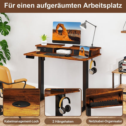Elektriski augstumā regulējams rakstāmgalds ar monitora statīvu, 100x60 cm