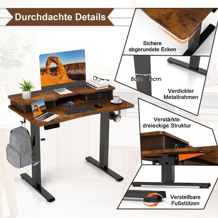 Elektriski augstumā regulējams rakstāmgalds ar monitora statīvu, 100x60 cm