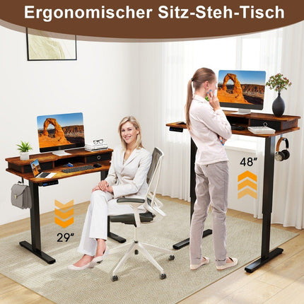 Elektriski augstumā regulējams rakstāmgalds ar monitora statīvu, 100x60 cm