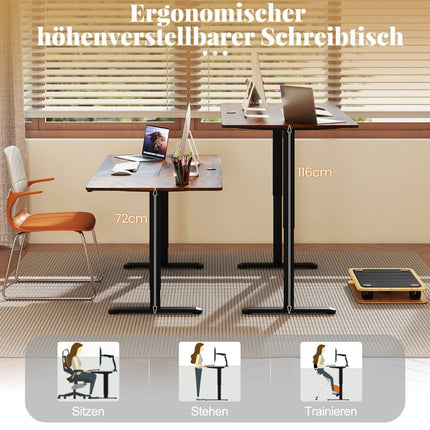 Elektriski augstumā regulējams rakstāmgalds, 140x70 cm, brūns